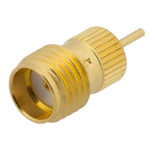 18 GHz SMA Female Connector Solder Attachment Press-In Mount Tab Terminal, .200 inch Diameter