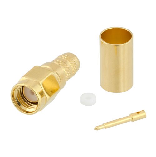 12.4 GHz SMA Male Connector Crimp/Solder Attachment for 240 Series, RG8X, 0.240 inch, LMR-240, LMR-240-DB, LMR-240-UF, B7808A
