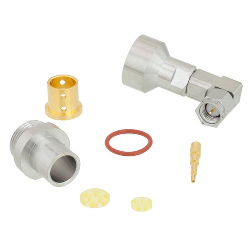 18 GHz SMA Male Right Angle Precision Connector Clamp/Solder Attachment for 300 Low Loss