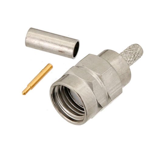 RT-SMA Male Connector Crimp/Solder Attachment for RG174, RG316, RG188, .100 inch, LMR-100