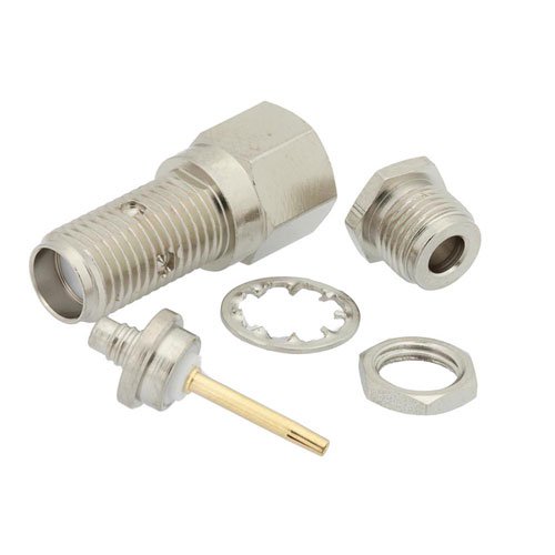 SMA Female Bulkhead Connector Clamp/Solder Attachment For RG188-DS, RG316-DS, .235 inch D Hole