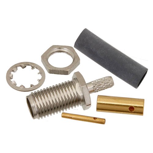 SMA Female Bulkhead Connector Solder Attachment For RG188-DS, RG316-DS, .235 inch D Hole