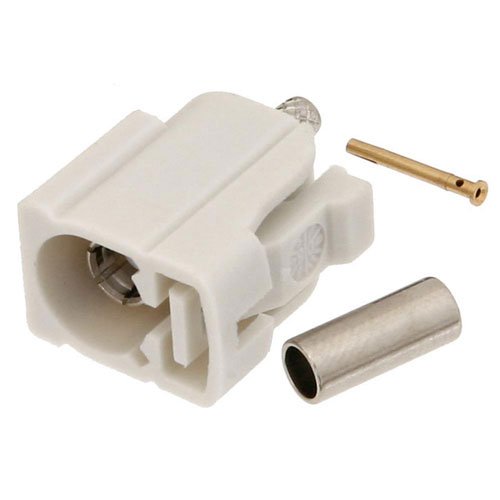 FAKRA Jack Connector Crimp/Solder Attachment for RG174, RG316, RG188, .100 inch, LMR-100, White Color