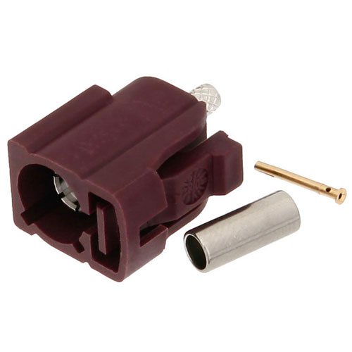 FAKRA Jack Connector Crimp/Solder Attachment for RG174, RG316, RG188, .100 inch, LMR-100, Bordeaux Color