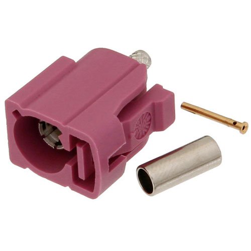 FAKRA Jack Connector Crimp/Solder Attachment for RG174, RG316, RG188, .100 inch, LMR-100, Violet Color