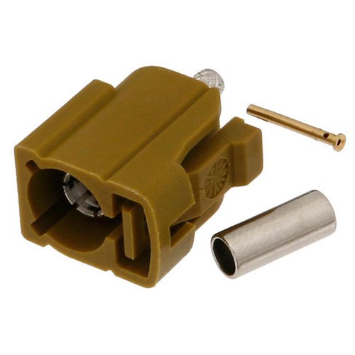 FAKRA Jack Connector Crimp/Solder Attachment for RG174, RG316, RG188, .100 inch, LMR-100, Curry Color