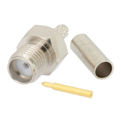 Reverse Polarity SMA Female Connector Crimp/Solder Attachment for RG188-DS, RG316-DS