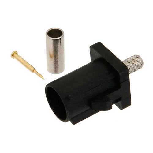 FAKRA Plug Connector Crimp/Solder Attachment for RG174, RG316, RG188, .100 inch, LMR-100, Black Color