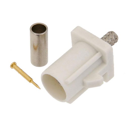 FAKRA Plug Connector Crimp/Solder Attachment for RG174, RG316, RG188, .100 inch, LMR-100, White Color