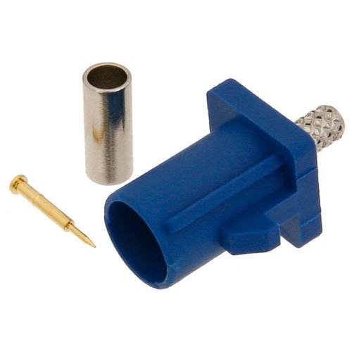 FAKRA Plug Connector Crimp/Solder Attachment for RG174, RG316, RG188, .100 inch, LMR-100, Blue Color