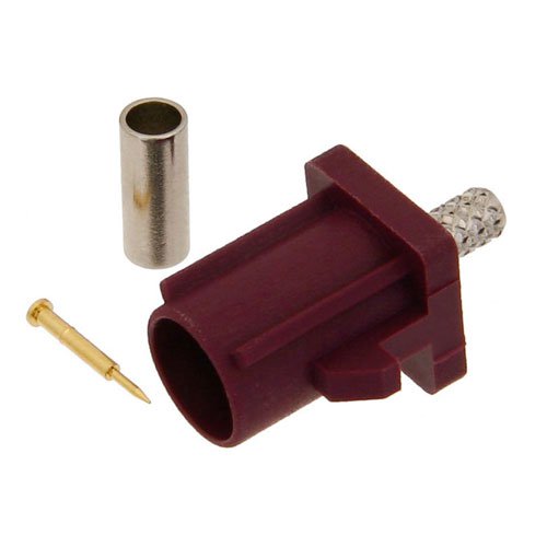 FAKRA Plug Connector Crimp/Solder Attachment for RG174, RG316, RG188, .100 inch, LMR-100, Bordeaux Color