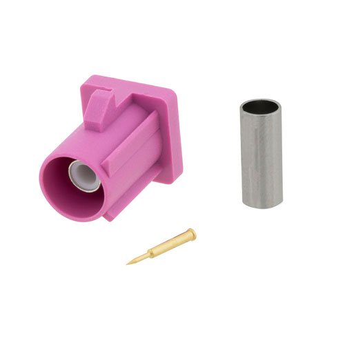 FAKRA Plug Connector Crimp/Solder Attachment for RG174, RG316, RG188, .100 inch, LMR-100, Violet Color