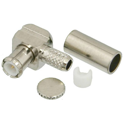 MCX Plug Right Angle Connector Crimp/Solder Attachment for RG174, RG316, RG188, LMR-100, 0.100 inch