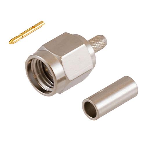 SMA Male Connector Crimp/Crimp Attachment for RG174, RG316, RG188, LMR-100, .100 inch