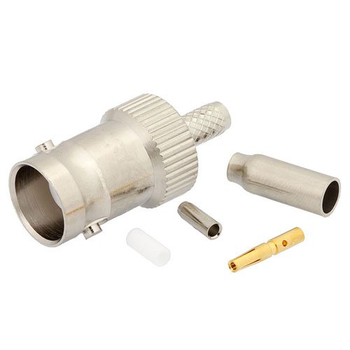 BNC Female Connector Crimp/Solder Attachment for RG174, RG316, RG188, LMR-100, 0.100 inch