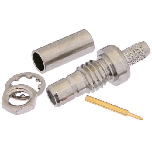 SMB Jack Bulkhead Mount Connector Crimp/Solder Attachment for RG174, RG316, RG188, LMR-100, 0.100 inch
