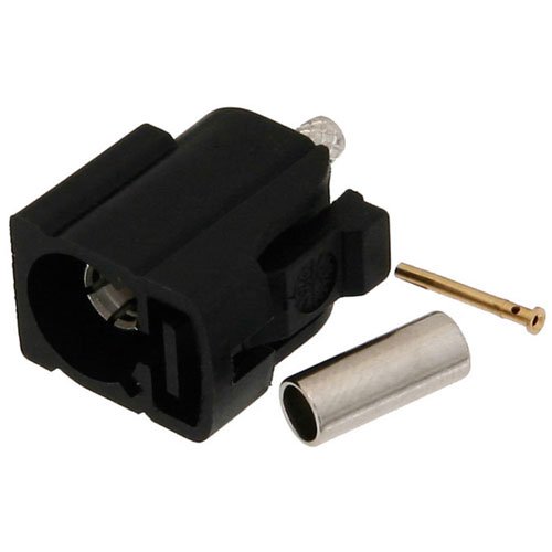 FAKRA Jack Connector Crimp/Solder Attachment for RG174, RG316, RG188, .100 inch, LMR-100, Black Color