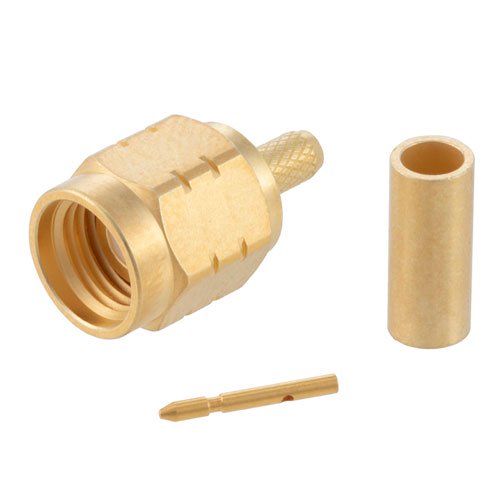 BNC Male Right Angle Connector Crimp/Solder Attachment for RG174, RG316, RG188, .100 inch, LMR-100