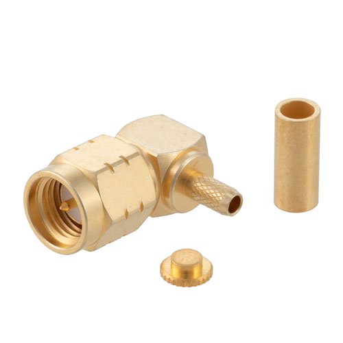 BNC Male Right Angle Connector Crimp/Solder Attachment for RG188-DS, RG316-DS