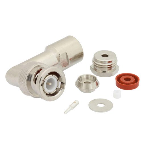 BNC Male Right Angle Connector Clamp/Solder Attachment for RG174, RG316, RG188, .100 inch, LMR-100