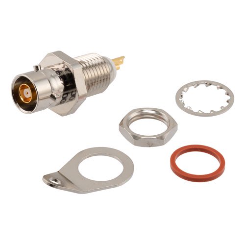 78 Ohm TRS 3-Lug NI Bulkhead Front Mount Jack 1553 Connector Solder/Solder for TRS 3-Slot Plug