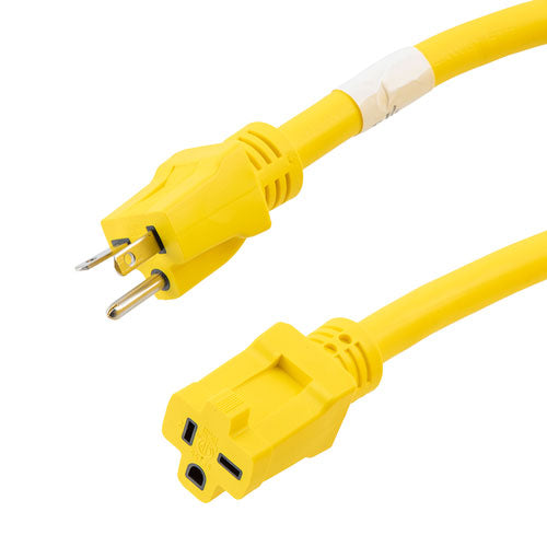 N6-20P Male to N6-20R Female Outdoor Extension Cord, SJTOW, PVC, 25 Feet
