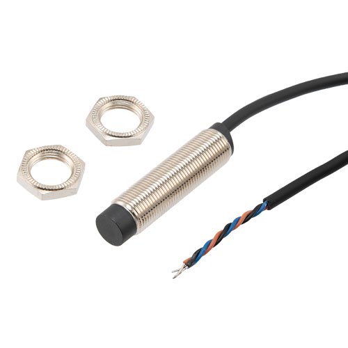 Inductive Proximity Sensor, cylindrical, M12 threaded, non-shielded, Ni-Cu alloy, NPN NO, sensing distance 8mm, 2m 3-wire cable