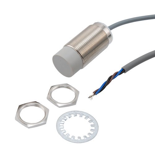 Inductive Proximity Sensor, cylindrical, M30 threaded, non-shielded, Ni-Cu alloy, NPN NO, sensing distance 25mm, 2m 3-wire cable