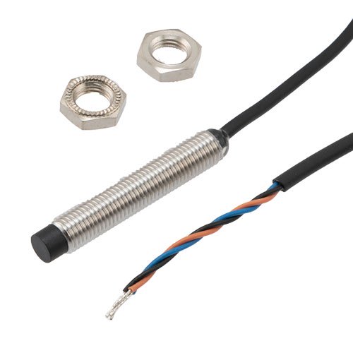 Inductive Proximity Sensor, cylindrical, M8 threaded, non-shielded, stainless steel, NPN NO, sensing distance 2mm, 2m 3-wire cable