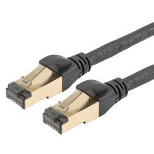 Category 7 10gig Industrial Outdoor High Flex Ethernet Cable, RJ45 Male/Plug, S/FTP Doubled Shielded, 26AWG Stranded, TPE, Black, 75FT