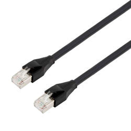 Category 7 10gig Ethernet Cable Assembly, S/FTP Braid with Individually Shielded Pairs, RJ45 Male/Plug, 26AWG Stranded, PVC, Black, 2.0M