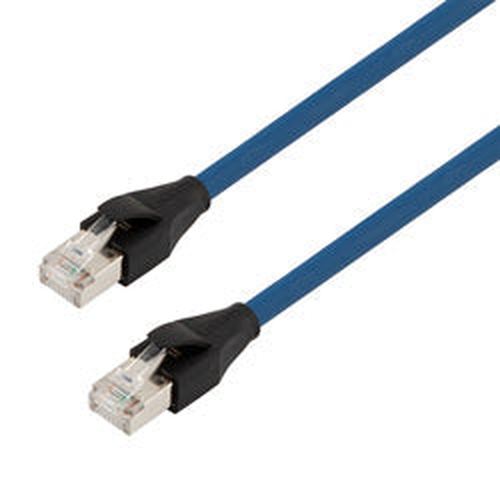 Category 7 10gig Ethernet Cable Assembly, S/FTP Braid with Individually Shielded Pairs, RJ45 Male/Plug, 26AWG Stranded, PVC, Blue, 1.0M