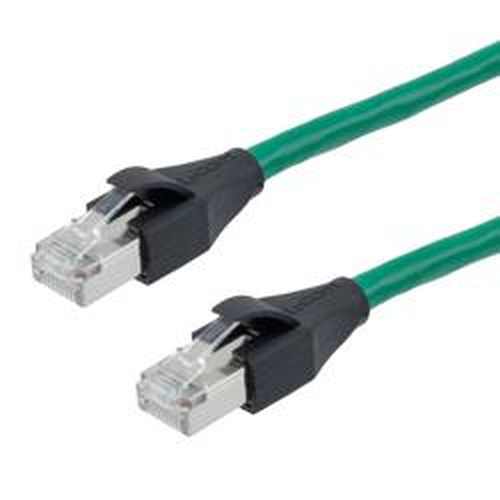 Category 7 10gig Ethernet Cable Assembly, S/FTP Shielded Pairs, RJ45 Male/Plug, 26AWG Stranded, PVC, Green, 1M