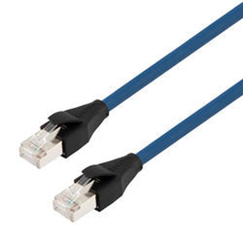 Category 7 10gig Ethernet Cable Assembly, S/FTP Braid with Individually Shielded Pairs, RJ45 Male/Plug, 26AWG Stranded, LSZH, Blue, 5.0M