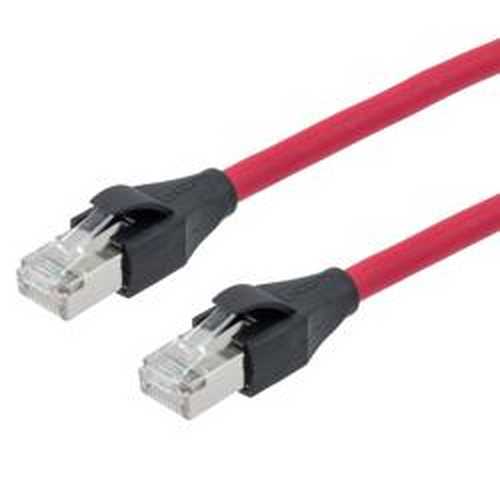 Category 7 10gig Ethernet Cable Assembly, S/FTP Shielded Pairs, RJ45 Male/Plug, 26AWG Stranded, LSZH, Red, 3M