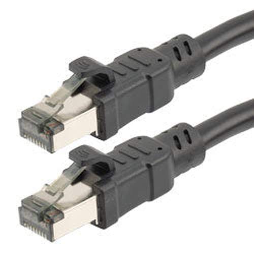 Category 8 40gig Ethernet Cable Assembly, S/FTP Overall Braid Shield w Shielded Pairs, RJ45 Male-Plug, 24AWG Solid, CM PVC, Black, 40FT