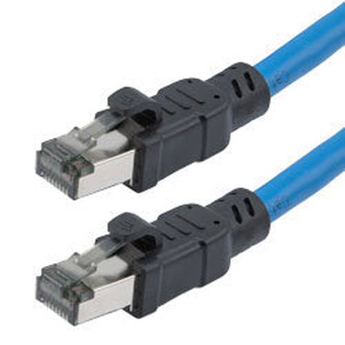 Category 8 40gig Ethernet Cable Assembly, S/FTP Overall Braid Shield w Shielded Pairs, RJ45 Male-Plug, 24AWG Solid, CM PVC, Blue, 5FT