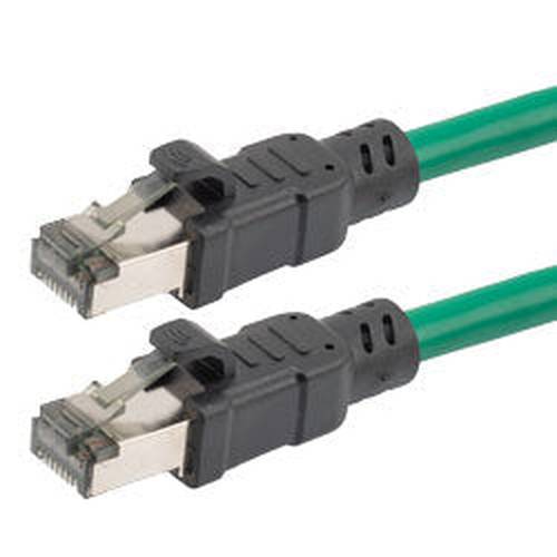 Category 8 25 to 40gig Ethernet Cable, S/FTP Overall Braid and Individually Shielded Pairs, RJ45 Male/Plug, 24AWG Solid, CM PVC, Green, 1F