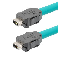IX Industrial Category 6a Ethernet Cable, IX A Key to IX A Key, Double Shielded High Flex Industrial Outdoor CMX TPE Jacket, Teal, 2m