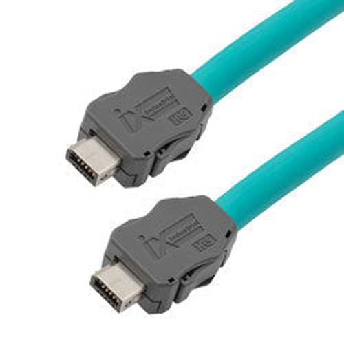 IX Industrial Category 6a Serial Cable, IX B Key to IX B Key, Double Shielded High Flex Industrial Outdoor CMX TPE Jacket, Teal, 5m