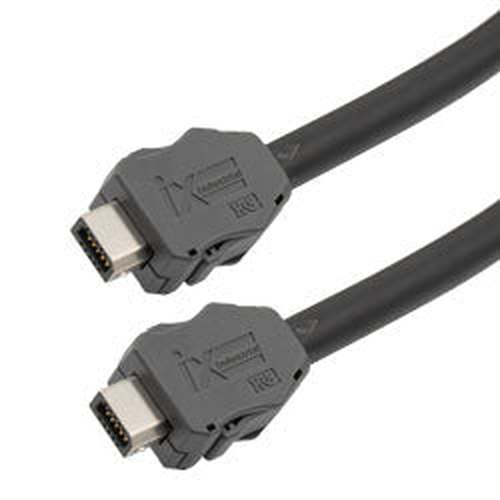 IX Industrial Category 6a Serial Cable, IX B Key to IX B Key, Foil Shielded VW-1 CMX IEC Low Smoke Zero Halogen LSZH Jacket, Black, 2m