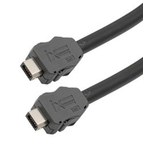 IX Industrial Category 6a Serial Cable, IX B Key to IX B Key, Foil Shielded VW-1 CMX IEC Low Smoke Zero Halogen LSZH Jacket, Black, 30cm