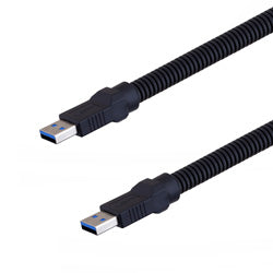 Plastic Armored USB 3.0 Cable Assembly, Type A Male Plug to Type A Male Plug, 28/26/22AWG, Plastic Armor, 3.0M