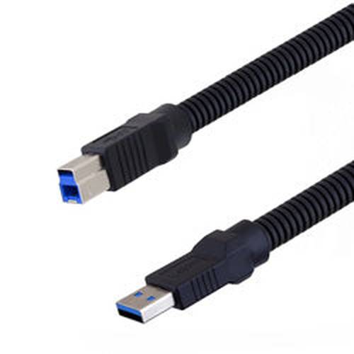 Plastic Armored USB 3.0 Cable Assembly, Type A Male Plug to Type B Male Plug, 28/26/22AWG, Plastic Armor, 3.0M