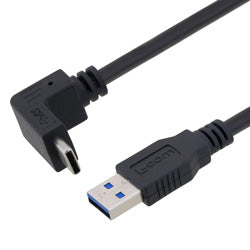 USB 3.0 Right Angle Cable Assembly, 90 Degree Up/Down Type C Male Plug ...