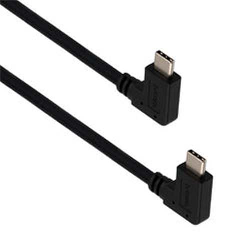 USB 3.0 Right Angle Cable Assembly, 2x 90 Degree Left/Right Angle C Male Plug, 34/32/30/26AWG, UL 2725 PVC, Black, 0.3M