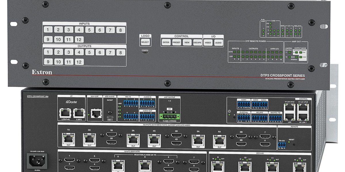 60-1696-12A 4K/60 Presentation Matrix Switcher with Reversible DTP3 I/O ...
