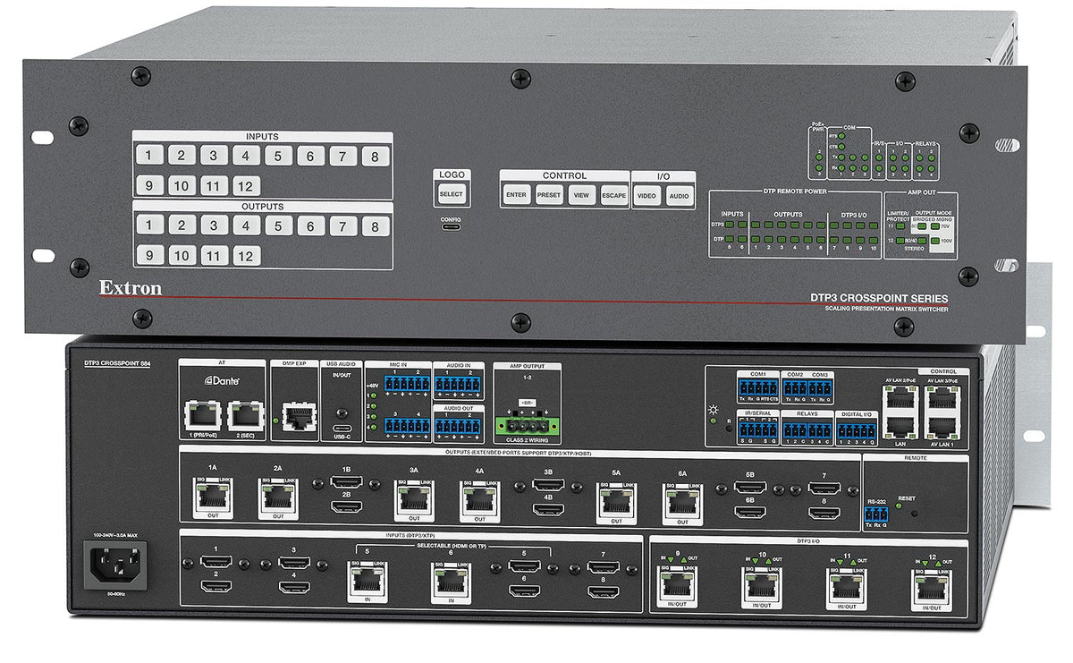 60-1696-12A 4K/60 Presentation Matrix Switcher with Reversible DTP3 I/O ...