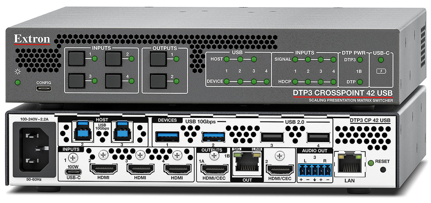 DTP3 CrossPoint 42 USB  - 4x2 Scaling Matrix Switcher with USB Data