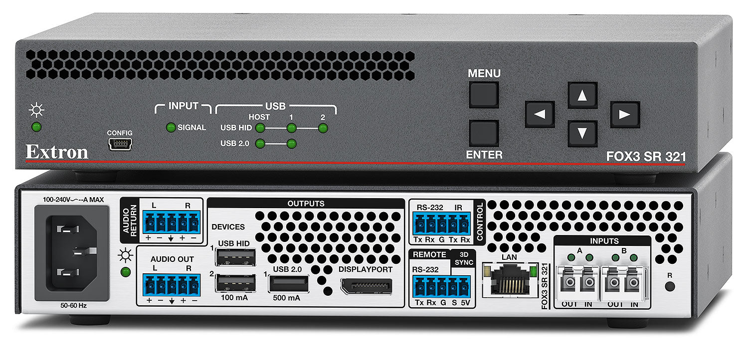 60-1777-24 - FOX3 SR 321 SM  - Fiber Optic Scaling Receiver for DisplayPort, USB, Audio, Control, and 3D Sync